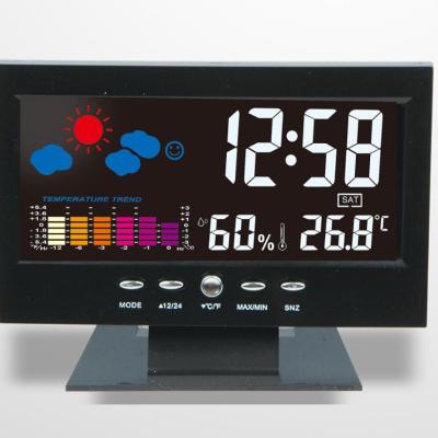 China Antique Style Muti-function Household Table Clock Digital Thermometer Table Indoor Indoor Weather Station for sale