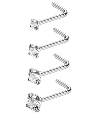 China Cute Straight Stud Nose Pin 5 Word Nose Stud 316 Stainless Steel European L Nose and American Nose Piercing Accessories for sale