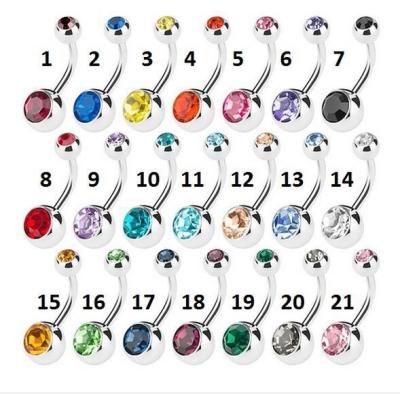 China Cute Crystal Gems Navel Belly Rings Navel Barbells Body Piercing Jewelry for sale