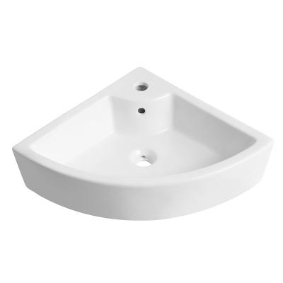 China Modern Hot Sales Corner Ceramic Wall Mounted Hung Hand Wash Basin Bathroom Space-efficient Corner Sink for sale