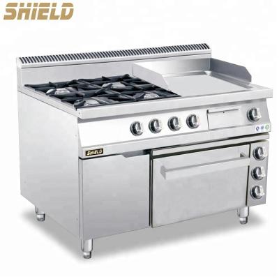 China Hot Selling Gas Cooker Commercial Stove 900 Series 4-Burner Gas Stove with Griddle and Oven for sale