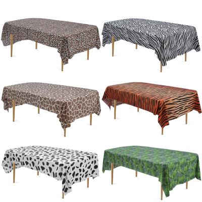 China Festival Decoration Jungle Animals Party Disposable Tablecloth Zoo Print Leopard Print Kids Birthday Shower Party Supplies Waterproof Decoration for sale