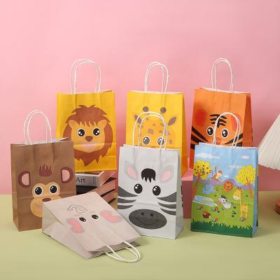 China Forest Animal Lion King paper bag candy bag food gift bag kids party decoration supplies 22*15*8.5CM festival decoration jungle packaging for sale