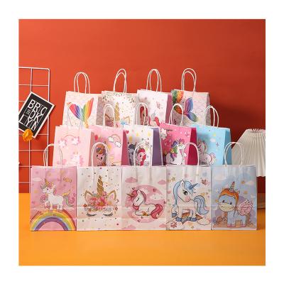 China Unicorn Color Pony Wings Theme Paper Bag Candy Bag Food Gift Bag Kids Favor Party Decoration Supplies 22*15*8.5CM Festival Decoration Packaging for sale