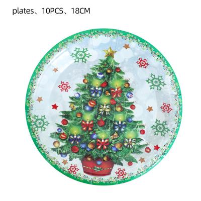 China Festival Decoration Christmas 2022 Party Disposable Cutlery Set Paper Plate Paper Cup Paper Napkin Tablecloth Party and Holiday Supplies for sale