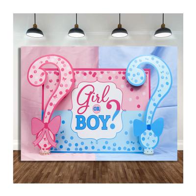 China Festival Decoration Gender Decrypt Baby Birthday Party Backdrop Banner Surprise Baby Decor Gifts Photo Photography Background Party Supplies for sale