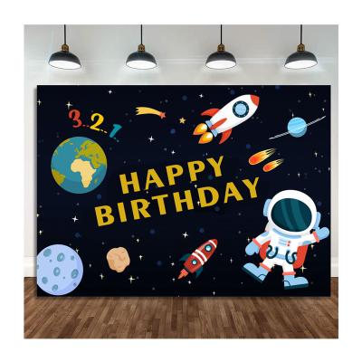 China Festival Decoration Star Astronaut Space Birthday Party Backdrop Banner Gift Wall Hanging Photo Photography Backdrop Kids Party Decoration Supplies for sale