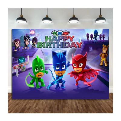 China Festival Decoration Kids Pajamas Man Birthday Party Banner Banner Hanging Photo Photography Backdrop Superhero Party Decoration Supplies for sale