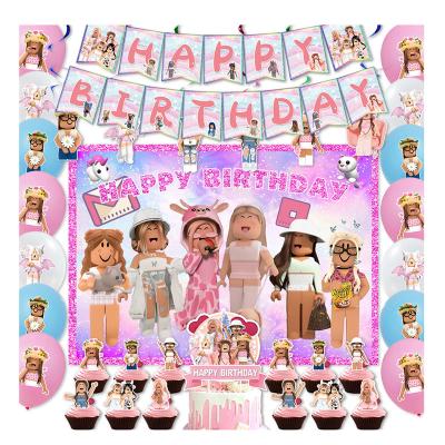 China Festival Decoration Roblox Game Pink Theme Birthday Decoration for Kids Virtual World Banner Spiral Cartoon Character Party Balloon Party Supplies for sale