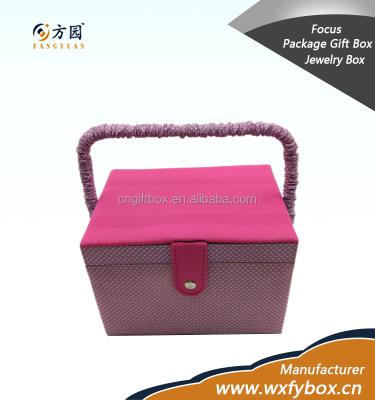 China Handmade Hot Selling Portable Fabric Sewing Basket With Handle for sale