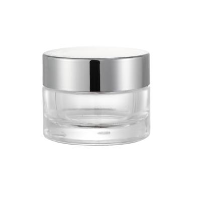 China Fashionable Hot Selling 0.5oz Heavy Bottom Glass Jar With Aluminum Lid For Eye Cream Skin Care Cosmetic Packaging Containers for sale