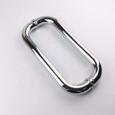 China Modern Steam Room Door Pull Handle D Type Polished Chrome 316 Stainless Steel Back To Rear Door Push Handle for sale