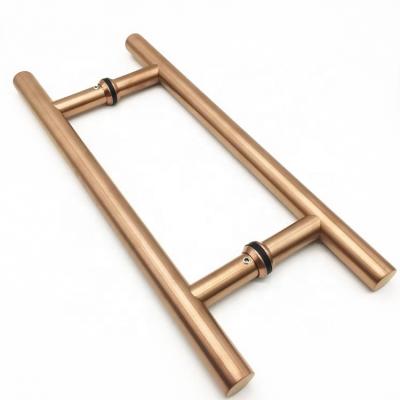 China Modern Hot Sale Copper Plating Handle Antique Satin Stainless Steel 304 Length Size Customized Glass Door Pull Handle for sale