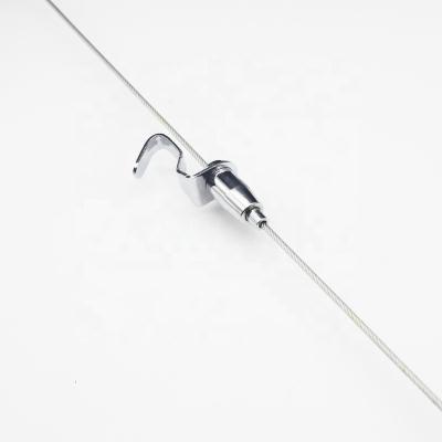 China 1.5-2mm Diameter Steel Cable Gallery Large Picture Display Cable Adjustable Photo Hanging Hook Kit Chrome Plated Zinc Alloy Material Art Display System for sale