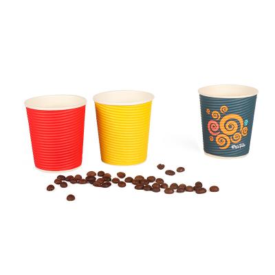 China Recycled compostable materials paper cups eco ripple wallpaper cups eco disposable hot coffee customized color for sale