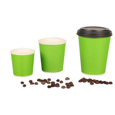 China Custom Recycled Materials 2.5oz-22oz Paper Cups Ripple Wallpaper Cups Biodegradable Paper Cups for sale