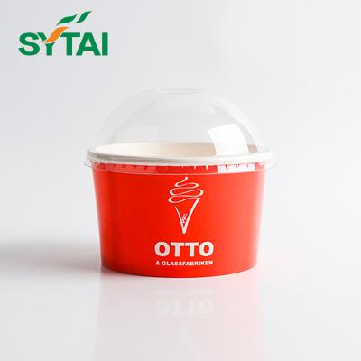 China Biodegradable Custom Printed Ice Cream Paper Cups Cardboard With Lids And Spoons Ice Cream Container for sale