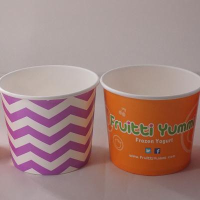 China Biodegradable Custom Printed Cardboard Ice Cream Paper Cups With Lids And Spoons Ice Cream Container for sale