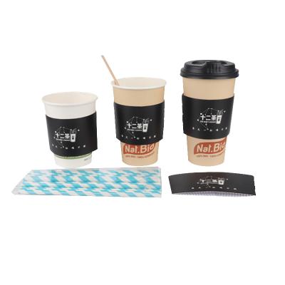 China Hot 8/12/16/20oz Coffee Tea Cup Biodegradable Paper Sleeve With Customized Logo for sale