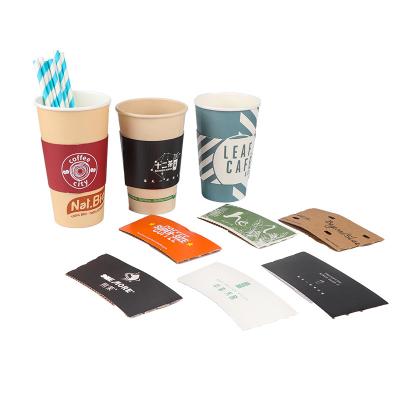 China Disposable Disposable Coffee Cup Sleeves For 10oz 12oz 16oz Mug Brown Corrugated Protective Sleeve For Beverage Hot Cold Cup for sale