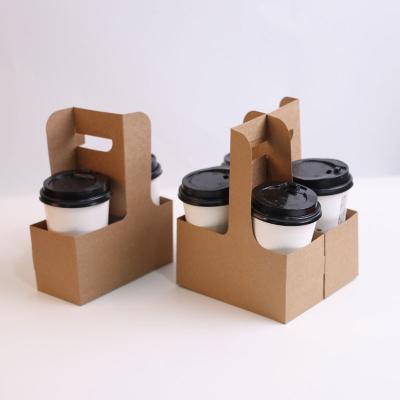 China 4 Cup Carrier Paper Biodegradable Biodegradable Coffee Sugarcane Hot Drinks Cup Holder for sale