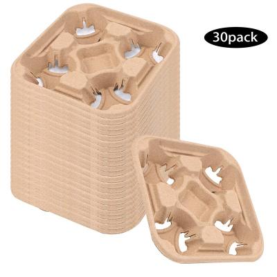 China 4 Cup Beverage Carriers Disposable Biodegradable Fiber Pulp Take Away Craft Paper Cup Holder for sale