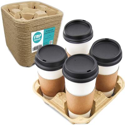 China Biodegradable Disposable Take Away Paper Cup Holder To Go Cup Carrier For Coffee Cup for sale