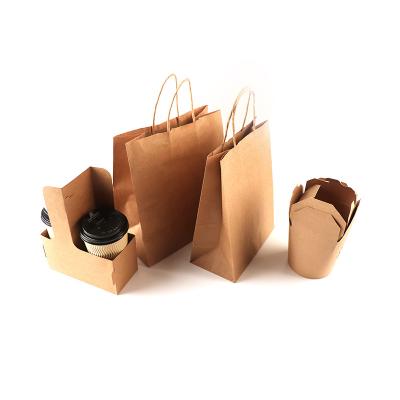 China Custom White Recycled Logo Paper Bags Kraft Paper Bag Recycled Cheap Takeaway Shopping Brown Materials Kraft Paper With Handle for sale