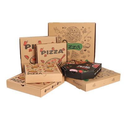 China Disposable Custom Design Food Box Corrugated Brown Paper Pizza Box for sale