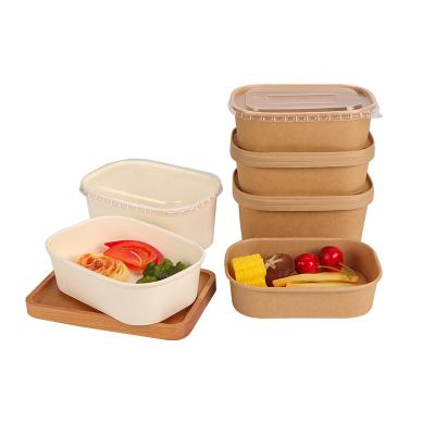 China New Design Salad Wrapping Paper Disposable Lunch Box Food Packaging Disposable Paper Lunch Box Container for sale