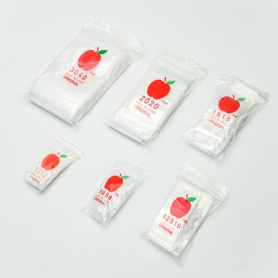 China Small Clear Plastic Moisture Proof Mini Zip Lock Bag Smell Make Apple Zipper Baggies With Logo 1010 1515 2020 for sale