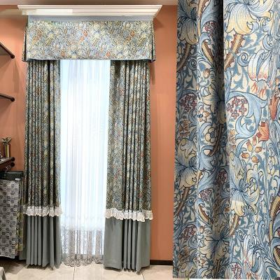 China 2022 flame retardant new cotton and british italian american canvas print curtains for living room bedroom curtain fabric for sale