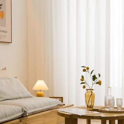 China Fireproof Curtains For Living Room Dining Bedroom Nordic Fresh Japanese Style Phantom Yarn White Impenetrable Translucent Dreamy Elegant for sale