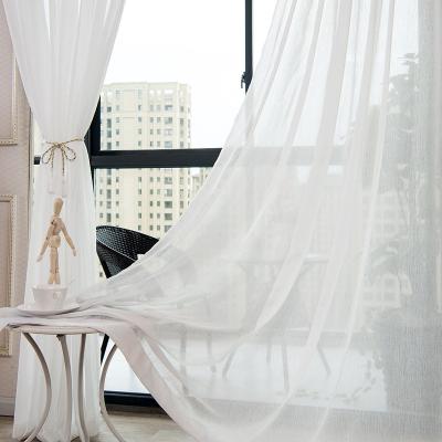 China Fireproof Curtains For Living Room Retail Simple Wild Jacquard Bedroom Dining Room Polyester Cotton Bark White Light-transmitting Curtain-xj for sale