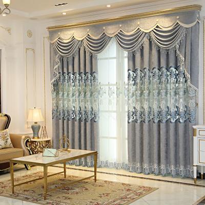 China Europe Style European Curtains For Dining Room Bedroom Gray Chenille Jacquard Embroidered Curtains Valance Living Room Curtains for sale