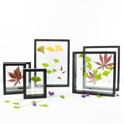 China Home Factory High Quality Custom Specimen Deco 4x6 Inch 3d Diy Double Picture Frame Glass Floating Frame Pressed Flower Floating Frames for sale