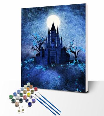 China Personalized Customization 50*40cm Low Price Children Digital Oil Painting Color Castle Cartoon Anime Wholesale Adult Painting By Numbers Canvas for sale