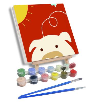 China Cartoon Children Picture Diy Painting By Animals Kit Painting For Children Modern Cartoon Acrylic By Numbers 20x20cm for sale