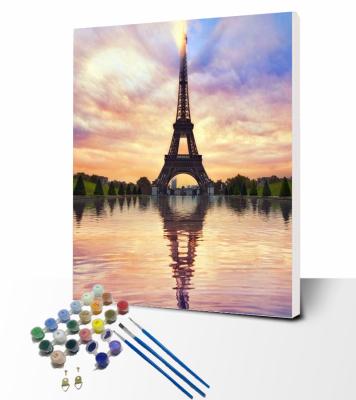 China Custom Paintido Wholesale Eiffel Tower Customization Diy Landscape Canvas Unique Oil Painting By Number for sale