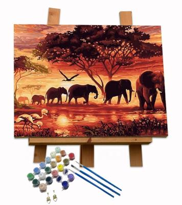 China Personalized Customization Colorful Animal Oil Painting By Numbers Kits Elephant On Canvas For Adult for sale