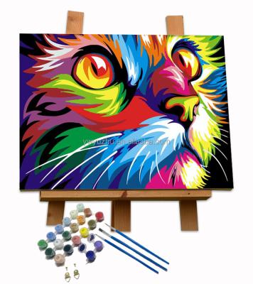 China Customization Cat Painting By Numbers Animal Canvas Painting Abstract Framed Oil Painting By Numbers for sale