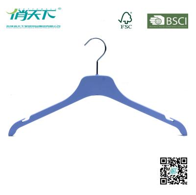 China Betterall Wholesale Ocean Blue Plastic Hanger with Skid-proof Shoulder for sale