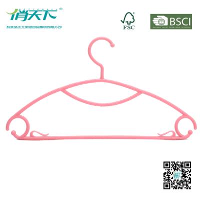 China Betterall Low-price Peach Plastic Hanger with Non-slip Shoulder for sale