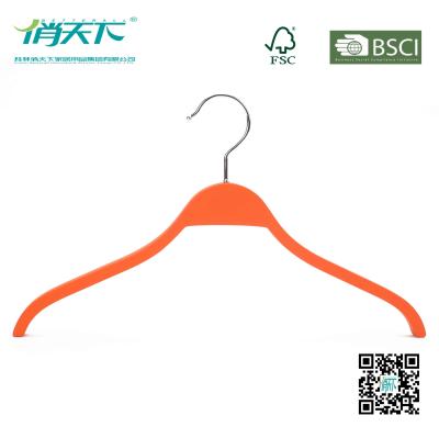 China Eisho Orange Color Skid-proof Wood Laminated Shirt Hanger Clothing Hanger for sale