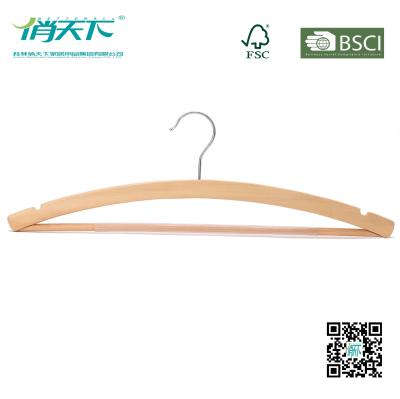 China Betterall Natural Burly-wood Laminated Shirt Hanger with Cross-bar for sale