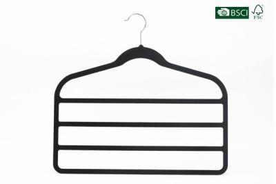 China Betterall Three Tiers Space Saving Thin Black Velvet Hangers Betterall Functional Hanger for Ties and Scarves for sale