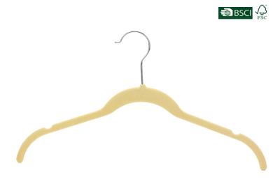 China Betterall China Manufacture abs Velvet Plastic Clothes Hanger Betterall Apricot Velvet Hanger with Skid-proof Shoulder for sale