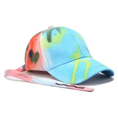 China Four Seasons men's and women's color matching fashion JOINT long strap dye tying baseball cap for sale