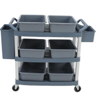 China Multifunctional Hotel Hospital Trolley Service Tools Factory Sale Restaurant Sundries Cleaning Trolley for sale