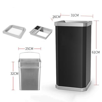 China Stainless Steel Public Professional Outdoor/Home Vertical Rectangular Hotel Manufacturer Ashtray Outdoor Trash Bin for sale